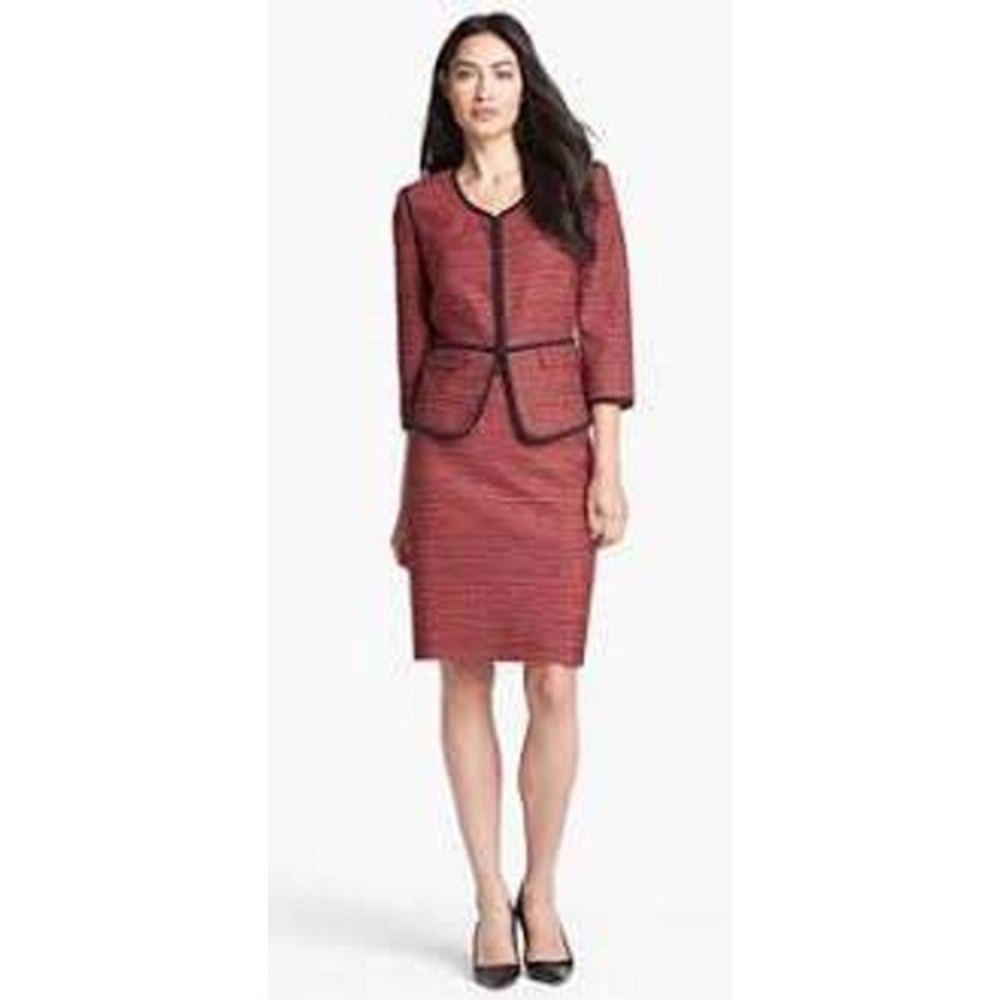 Classiques Entier Skirt Suit Women S/10 Red Tweed 2pc Professional Office Career